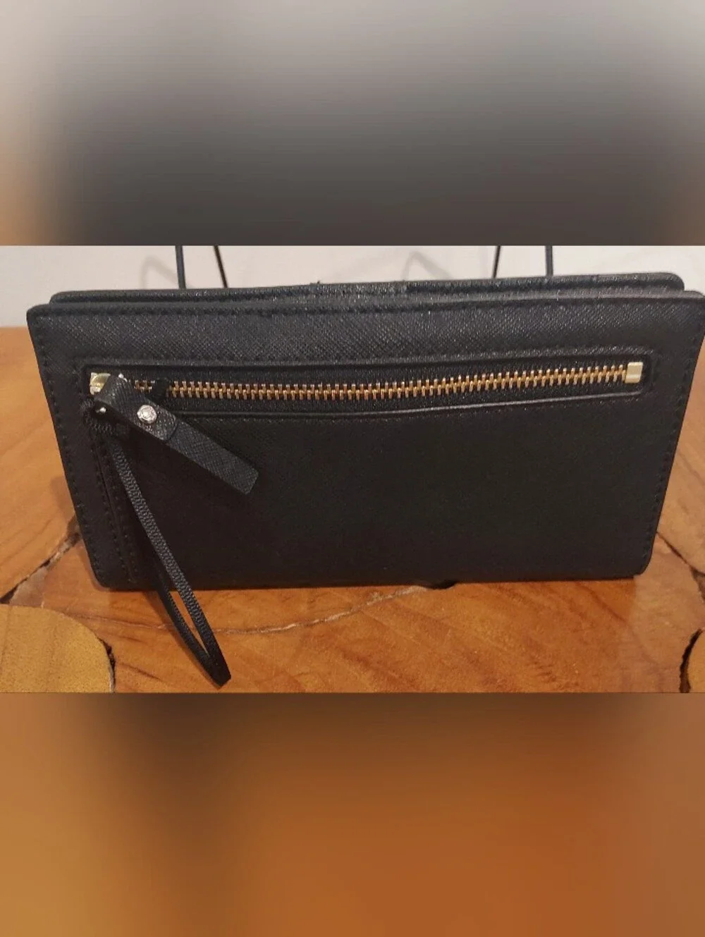 Kate Spade New York Black Leather Jeweled Bow Wallet